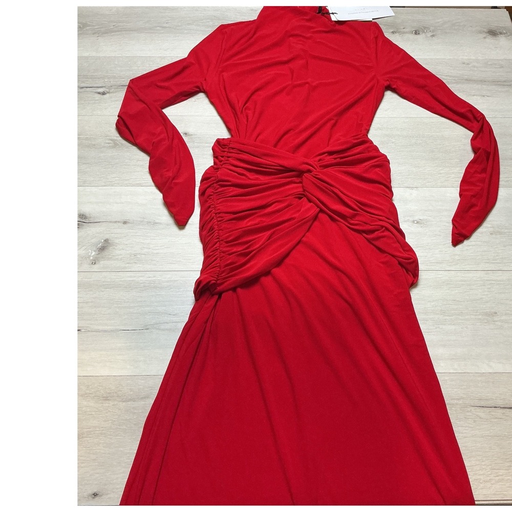 Club L London Alula High Neck Twist Waist Maxi Dress Red‎ Size 10 New With Tags - Picture 3 of 7